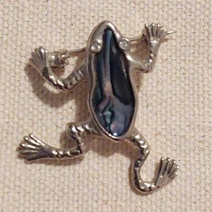 Duri Silver Abalone Frog brooch pin